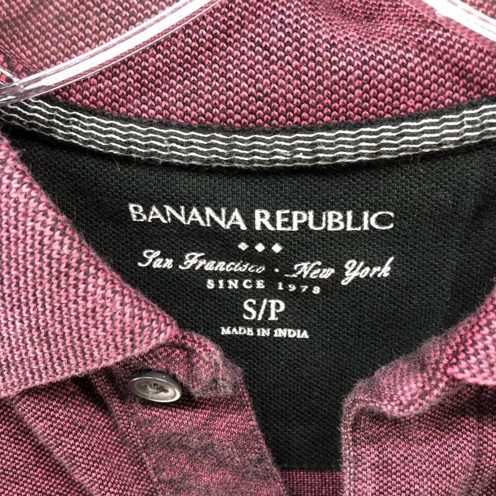 Banana Republic Polo Shirt Mens S Pink Short Sleeve‎ Textured Cotton